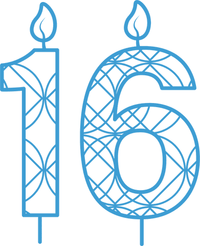 Blue Patterned Sixteenth Birthday Candle Illustration Transparent