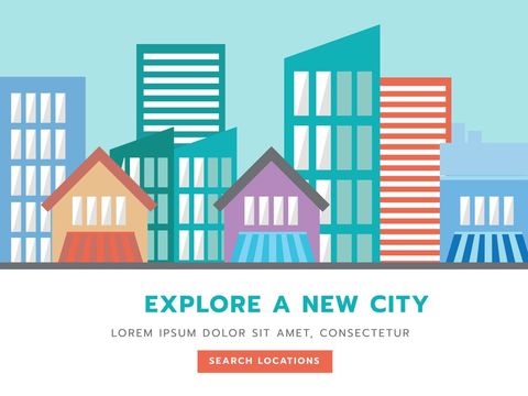 colorful cityscape promoting urban exploration and travel - Download Free Stock Templates Pikwizard.com