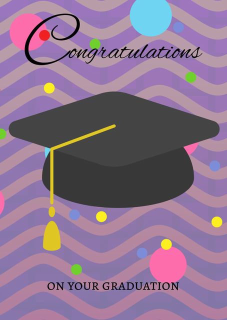 Graduation Cap with Congratulations Message and Colorful Background - Download Free Stock Templates Pikwizard.com