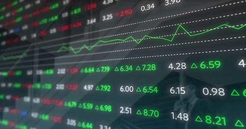 Green Uptrend Stock Market Dashboard Displaying Live Tickers and Reflected Businessman
