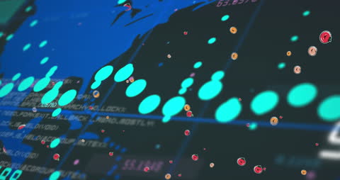 Global Data Network with Animated Interface Elements