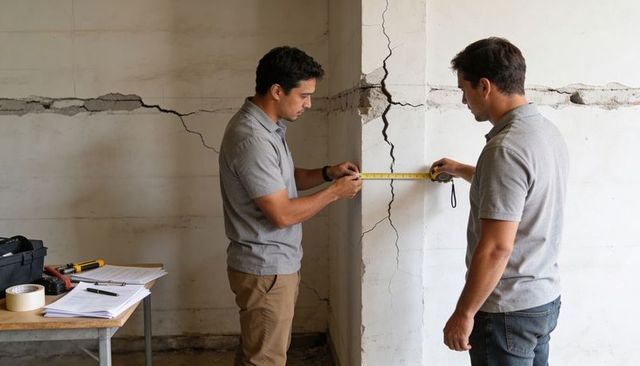 Inspecting and measuring structural crack on concrete column for damage assessment