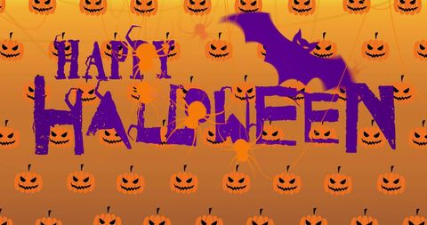 Spooky Happy Halloween Message with Pumpkin Background