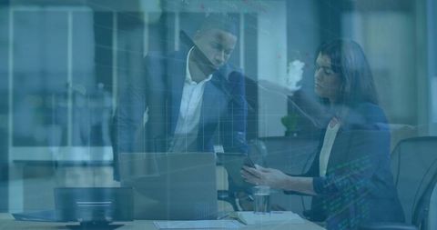 Business Collaboration With Digital Chart Illustration