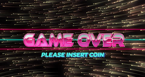Retro Futuristic Game Over Screen with Neon Text
