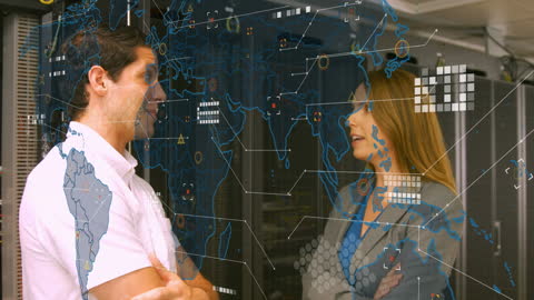 Digital Transformation in Server Room with Business Professionals