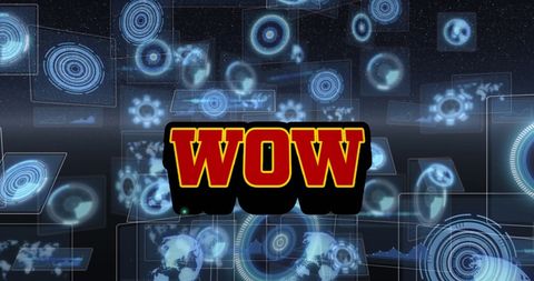 wow text with futuristic data processing background - Download Free Stock Images Pikwizard.com