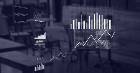Financial Data Visualizations in Modern Cafe Ambience - Download Free Stock Images Pikwizard.com