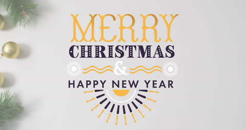 Festive Merry Christmas and Happy New Year Text Design