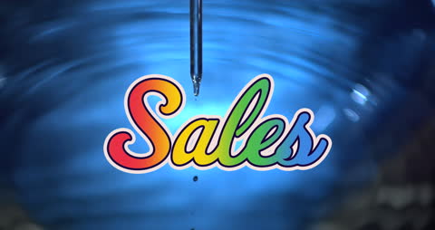 Vibrant Sales Text with Water Drop Animation