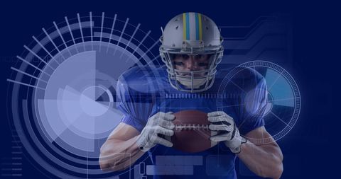 High-Tech American Football Concept Overlay with Player in Motion