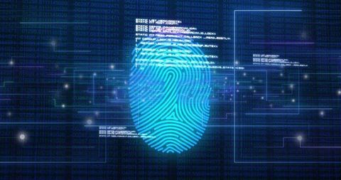 Futuristic Digital Fingerprint on Cybersecurity Interface