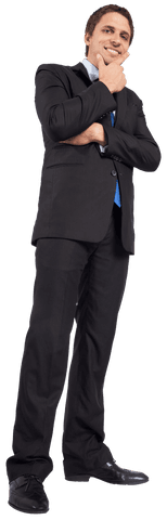 Diverse Happy Businessman Posing on Transparent Background