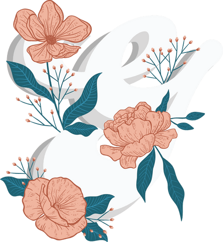 Vintage floral illustration on transparent background