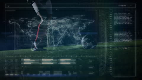 Digital Analysis of Football Player on Field with Global Network Overlay