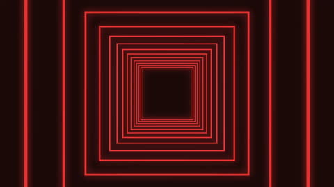 Futuristic Neon Red Square Tunnel Background Design