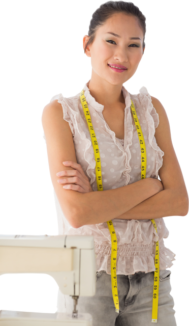 Transparent Portrait of Female Fashion Designer With Tape Measure Around Her Neck - Download Free Stock Videos Pikwizard.com