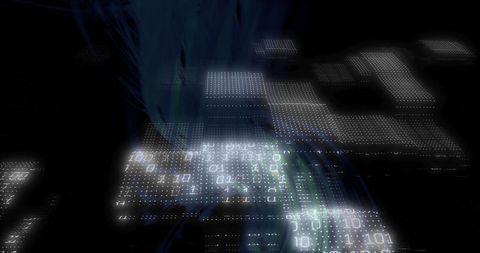 Futuristic Digital Cyberscape with Binary Code