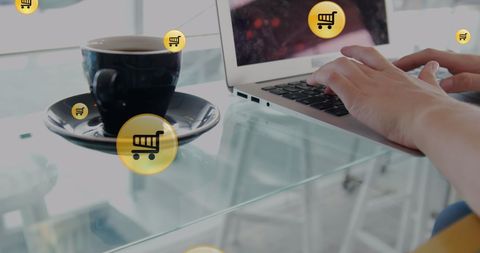 Online Shopping Concept with Laptop and Coffee in Office - Download Free Stock Images Pikwizard.com