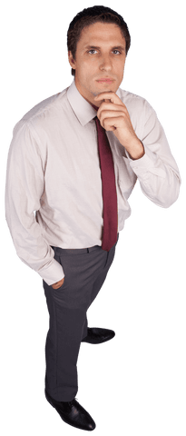 Transparent View of Businessman in Thoughtful Pose