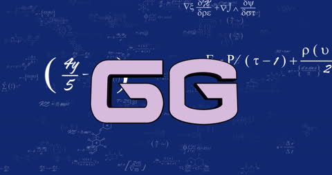 6G Technology with Mathematical Equations on Blue Background
