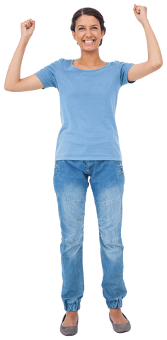 Biracial Woman Celebrating Success with Raised Arms on Transparent Background - Download Free Stock Videos Pikwizard.com