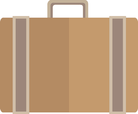 Minimalist brown suitcase illustration on transparent background