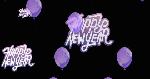 Vibrant new year celebration with purple balloons