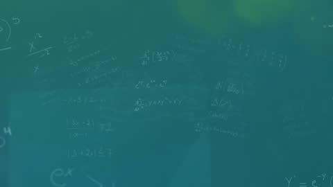 Mathematics Equations and Hologram Illustration on Green Background