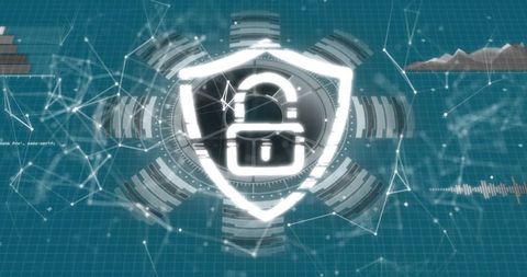 Cybersecurity Concept with Digital Security Padlock