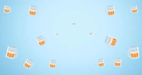 Floating Beer Mugs on Blue Background for Celebration Concept