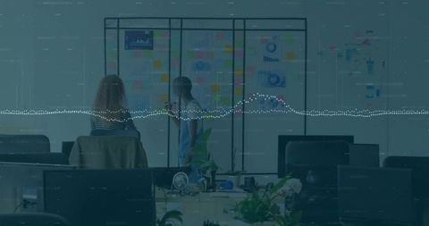 Dynamic Office Brainstorm Session with Colleagues Collaborating