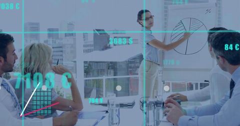 Business Analytics Meeting with Diverse Professionals in Modern Office