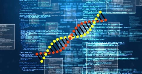 dna strand overlaying digital coding data - Download Free Stock Images Pikwizard.com