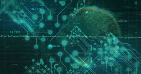 Global Digital Network with Circuit Board and Binary Interface - Download Free Stock Images Pikwizard.com