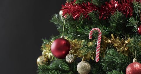 Decorated Christmas Tree with Ornaments and Candy Cane - Download Free Stock Images Pikwizard.com