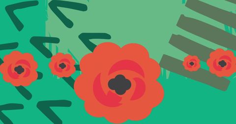 Vibrant abstract floral design with geometric shapes