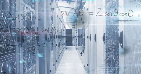 Mathematical Formulas and Data Processing in Modern Server Room - Download Free Stock Images Pikwizard.com