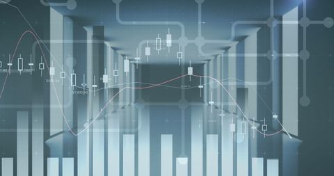 Digital Financial Graph Overlay on Modern Hallway Concept - Download Free Stock Images Pikwizard.com