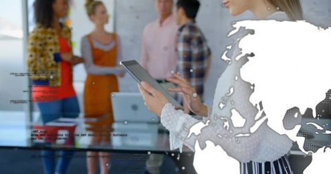 Global business team collaboration in modern boardroom