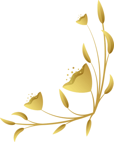 Elegant golden botanical motif on transparent background
