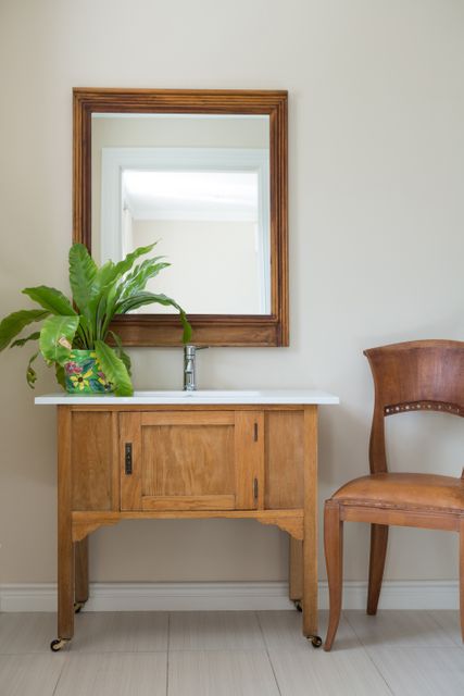 Bathroom vanities with sink and mirror at home