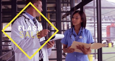 Medical professionals collaborating in modern clinic setting