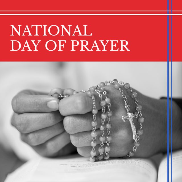 Hands Holding Rosary Beads for National Day of Prayer - Download Free Stock Templates Pikwizard.com