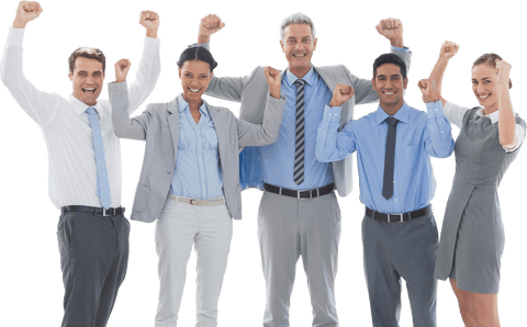 Diverse Business Team Cheering in Office, Transparent Background - Download Free Stock Videos Pikwizard.com