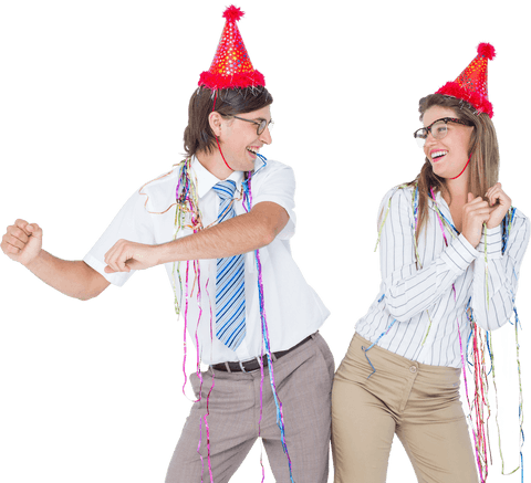 transparent partying geeky couple celebrating event joyfully - Download Free Stock Videos Pikwizard.com