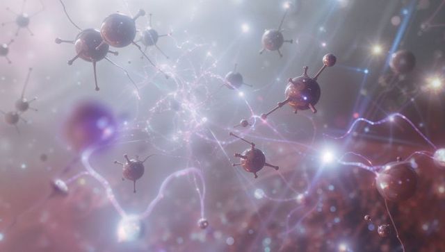 Floating viral particles beehort glowing web-like connectors