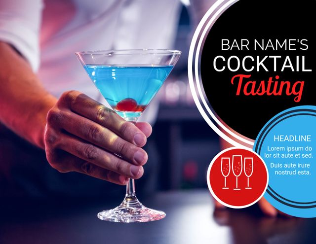 Sophisticated Blue Martini Promo for Cocktail Tasting Event - Download Free Stock Templates Pikwizard.com