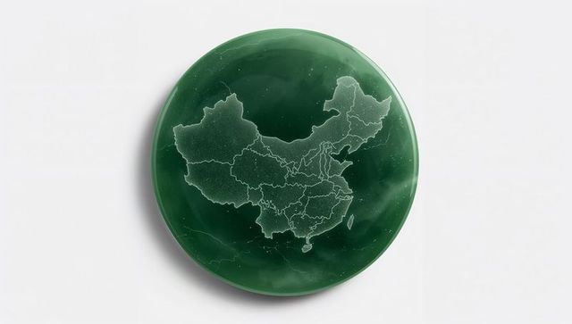 Green jade plaque featuring detailed map of china