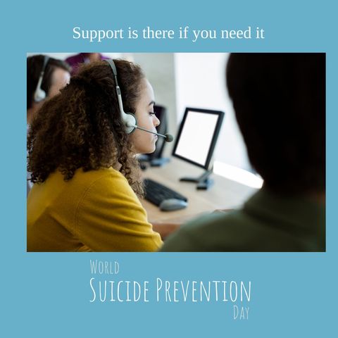 Call Center Support for World Suicide Prevention Day With Encouraging Message - Download Free Stock Templates Pikwizard.com
